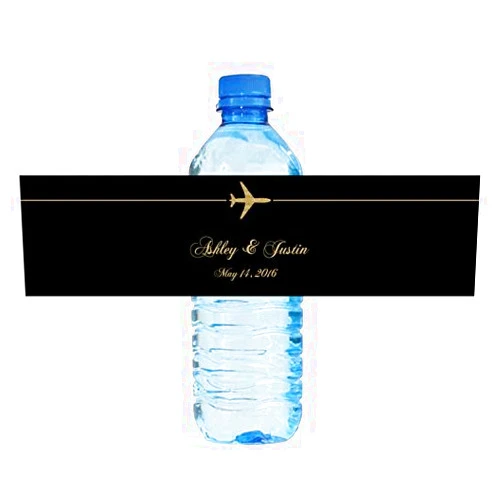 DesignThatSign Jet Set Travel Theme Water Bottle Labels, Great for Destination Weddings, Bachelor Party