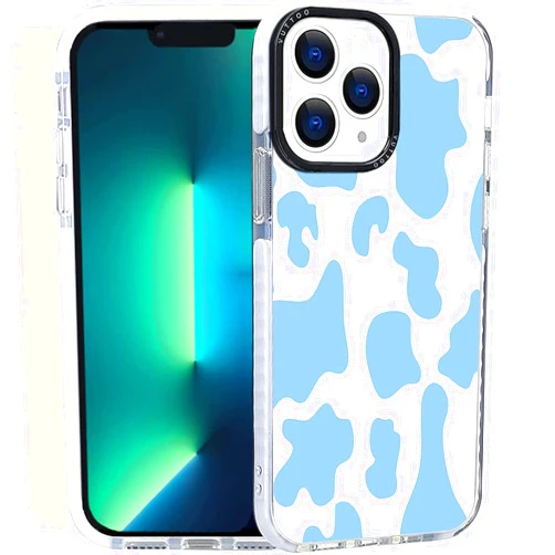 VUTTOO for iPhone 14 Pro Max Case - Blue Cow Print Pattern Phone case - TPU Shock Absorption Protection Phone Case
