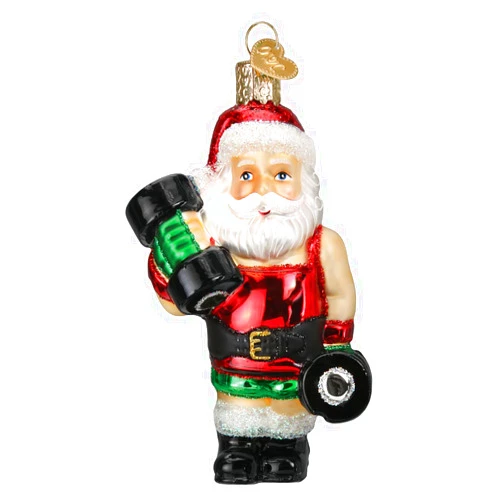 Old World Christmas Bodybuilder Santa Glass Blown Ornament for Christmas Tree