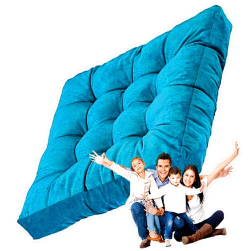SRHMYJJ Square Floor Seat Pillows Cushions, Soft Thicken Yoga Meditation Cushion Pouf Tufted Corduroy Floor Pillow Reading Cushion Chair Pad for Adults (Blue 55cm/22in(Set of 1))