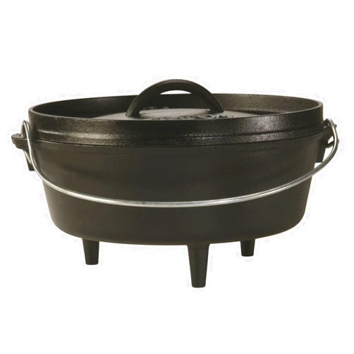 Lodge 4 Quart Pre-Seasoned Cast Iron Camp Dutch Oven with Lid - Dual Handles - Use in the Oven, on the Stove, on the Grill or over the Campfire - Black