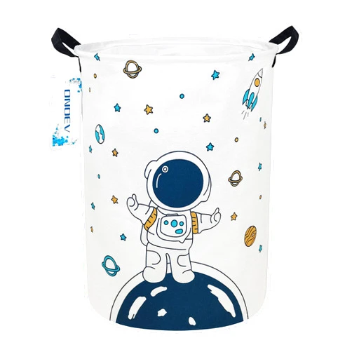 ONOEV Round Fabric Storage Bin,Decorative Basket,Organizer Basket with Handles,for Clothes Storage,books and sundries (Star astronaut), 19.7inch(H) x 15.7inch(D)