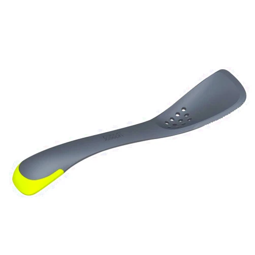 Joseph Joseph - Uni-tool 5-in-1 Silicone Kitchen Utensil, Slotted Spoon, Turner, Cutting Tool, Solid Spoon and Spatula in one- Grey, 12 long