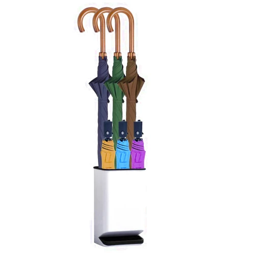 DricRoda Umbrella Stand Holder for Entryway, Umbrella Rack with Removable Drip Tray Free Standing Organizer for Umbrella Walking Sticks Canes, Stored 6 Umbrellas, Ideal for Home Office Decor, White