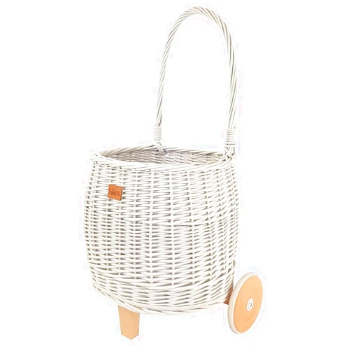 Generic WIKLIBOX Rattan Pully Toy Basket - European Hand Made - Wicker Luggy Toy Storage (A White Color)