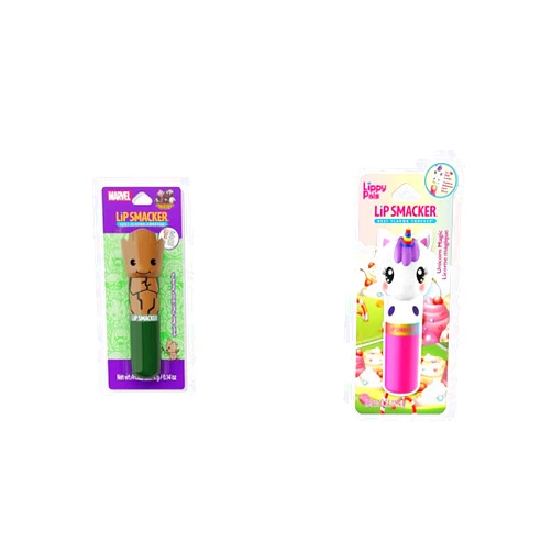 Lip Smacker Marvel Guardians of the Galaxy Groot Lippy Pal Lip Balm for Kids and Lippy Pals Unicorn Flavored Moisturizing Lip Balm