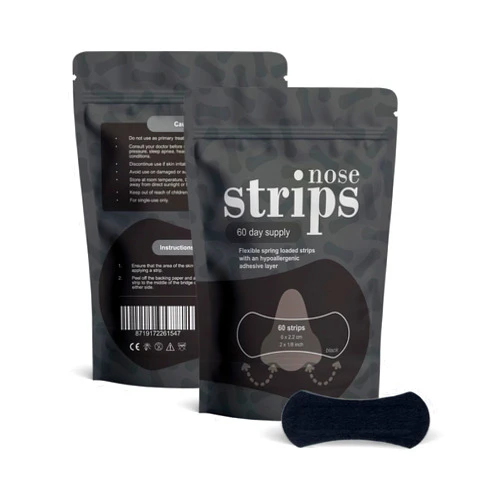 THYSOL Nasal Strips (60 ct) for Breathing - Nose Strips for Sports - Anti Snoring Solution & Nasal Congestion Relief Nose Tape for Sleeping - Universal Fit, Extra Strength for Sensitive Skin - Black