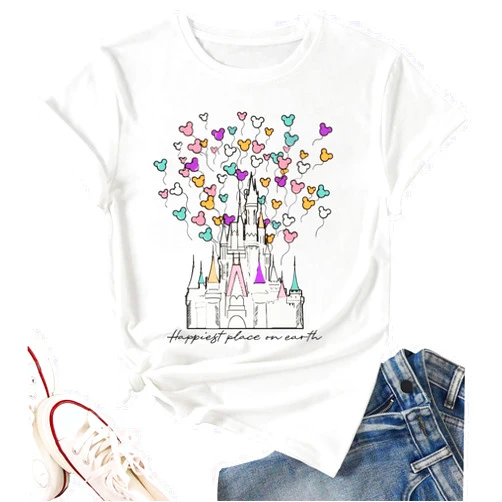 Ykfim Magical Shirt for Women Castle Graphic Tee Magic Kingdom T Shirt Cute Holiday Vacation Shirt Short Sleeve Casual Tops
