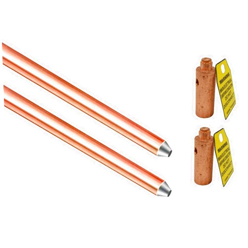 GOUNENGNAIL 2PCS Kit-8ft Ground Rod - UL Listed 5/8'' Bonded Electrical Copper Grounding with Loose-proof Ground Connector Lock