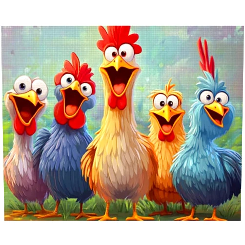 MSTINGSHUN Cute Colorful Chickens Paint by Numbers for Adults and Beginner Graffiti Chickens DIY Painting by Number on Canvas Colorful Painting with Brushes Acrylic Paints 16x20 Inch（with Frame）