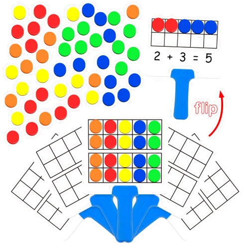 Kasfalci Magnetic Ten-Frame Set,Math Manipulative Games for Kids Toddlers,5 Dry Erase Paddles & 150 Math Counters,Addition & Subtraction Game,Counting Toys,Kindergarten Preschool Classroom Must Haves