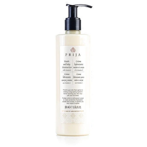 Prija Hands And Body Moisturizer with Vitamin E and Hyaluronic Acid to Protect Against Ageing - Made in Italy with 100% Recyclable Bottle (12.84 Fluid Ounce)