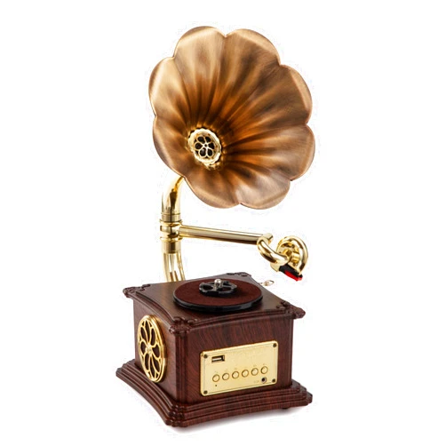 MEAGEAL Mini Vintage Retro Phonograph Gramophone Vinyl Record Player Stereo Speakers 3.5mm Audio Blue Tooth 4.2/ Aux-in/Aux-Out/USB Input/FM …