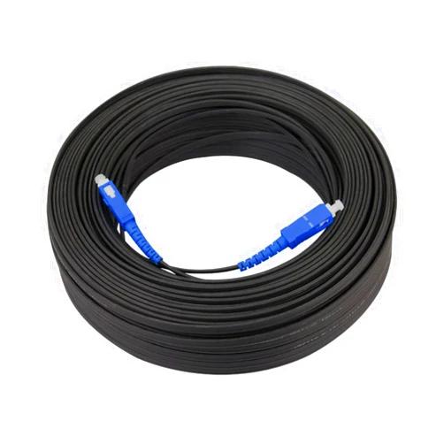 Throncom Indoor Single Mode Single core Fiber Optic Cable with SC Connector 50m(164FT), 1 core 2 Steel Wire Optical Cable OS2 Jumper Leather Optical Patch Cord