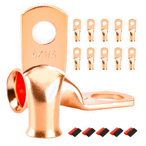 SDZONGES 10pcs Ring Battery Terminals,4 Gauge 1/4