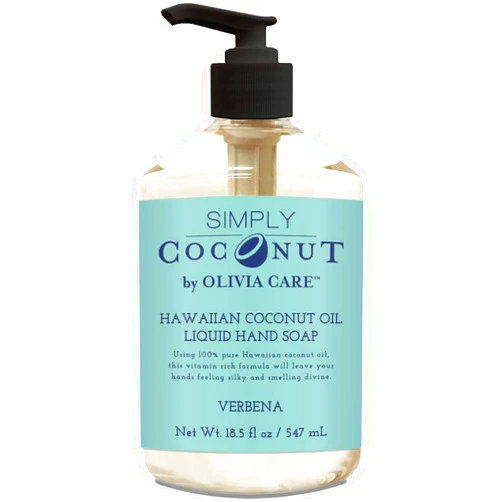 Olivia Care Liquid Hand Soap Verbena & Coconut. All Natural - Cleansing, Germ-Fighting, Moisturizing Hand Wash for Kitchen & Bathroom - Gentle, Mild & Natural Scented - 18.5 OZ