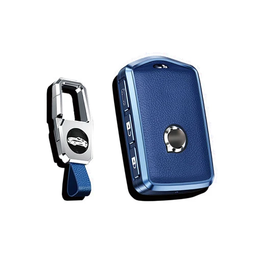 Ysbxitu Keyless Remote Key Fob Cover with Keychain Fit for Volvo Smart Key Shell Case Compatible with Volvo XC40 XC60 XC70 XC90 S60 S80 S90 C30 V70 V90 T5 T6 T8 key sleeve Key Protective Cover-Blue