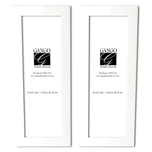 Gango Home Décor Two 6x18in White Frame Rectangular Set; Ready to Hang!