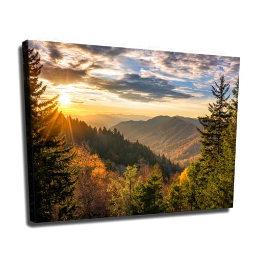Generic Great Smoky Mountains Sunrise Mural Sunrise on The Mountains Poster Art Modern Classroom Kitchen Bedroom Room Living Room Office Decor Modern Family Bedroom Decor Posters (20×30inch Framed)