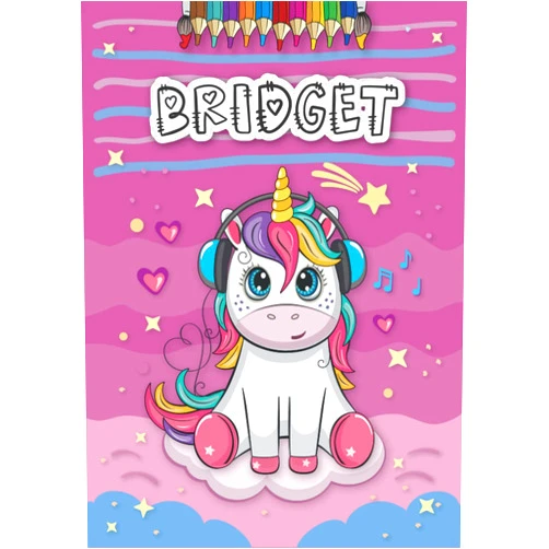 Peter USS Publishing Bridget: Personalized Coloring Book for Bridget | Theme: Unicorn | Birthday gift for girl, daughter ... | Ages: 4-8 | 25 unicorn designs with name Bridget, Large size A4 (ca. 8.5 x 11 inches)