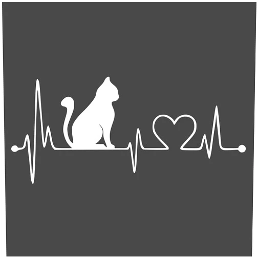 JMM Industries Cat Heartbeat Vinyl Decal Sticker Car Window Bumper Premium Quality UV Resistant Die Cut (White, 5-Inches)