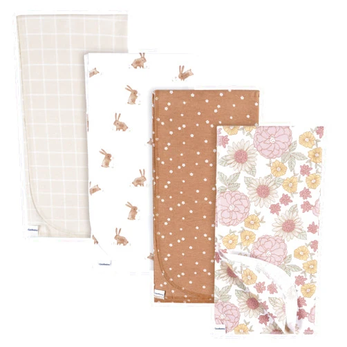 Gerber Unisex Baby 100% Cotton Flannel Receiving Blankets 30x30 Inches (Pack of 4), Retro Floral, One Size