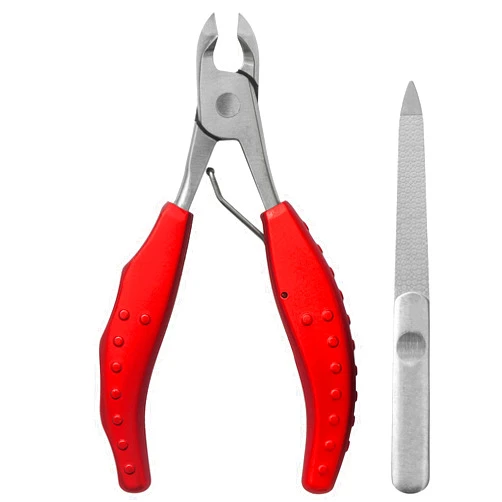 Qseel Stainless Steel Nail and Toenail Clippers for Elderly People, Thick-nail or Sick-nail Users, Labor-saving Arc Nail Clipper with Comfortable Handle Gripper (Red)