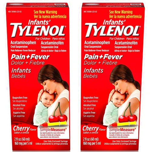 Johnson and Johnson 2-Pack Liquid Infant Tylenol for Cold, Fever, Aches