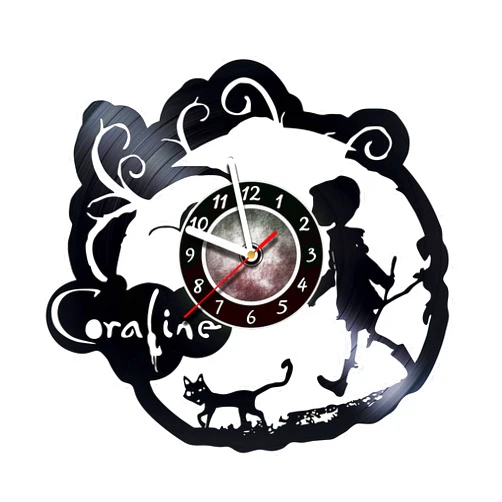 AMARAroom Vinyl Wall Clock Compatible with Coraline - Wall Clock Made of Vinyl Record - Original Decor - Unique Design - Incredible Gift Idea