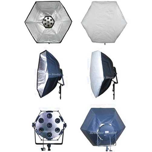 Ardinbir Studio Photography 7 Head Fluorescent Continuous Lamp Light Bulb Socket Panel with barndoor & Soft Diffuser