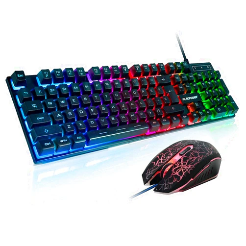 FLAGPOWER RGB Gaming Keyboard and Breathing Mouse Combo, Adjutable Breathing Backlit Mechanical Feeling Keyboard with 4 Colors 4800DPI Backlight Mouse for PC Laptop Computer Game and Work