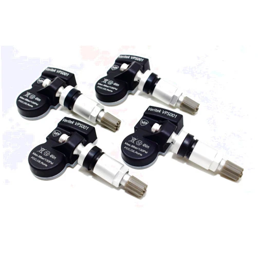 Veritek Performance Set of 4 Veritek VPS001 TPMS 433mhz Tire Pressure Sensors for Porsche Replaces OE Part # 99760602101 99760602102 95536166100 w/Silver Aluminum Valve Stems