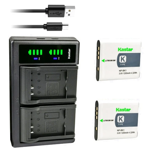 Kastar Battery (X2) & Dual USB Charger for Sony NP-BK1, NPBK1 and Cybershot DSC-W180, DSC-W190, DSC-W370, DSC-S750, DSC-S780, DSC-S950, DSC-S980, Webbie MHS-CM1 HD, MHS-PM1, MHS-PM5, Bloggie MHS-CM5