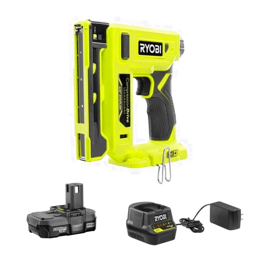 Ryobi 18-Volt Cordless Compression Drive Crown Stapler Combo Kit with Battery and Charger, (Non-Retail Packaging, Bulk Packaged) (Renewed)