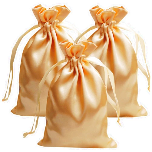 Gbateri 50 Pack 4 x 6 inches Satin Gift Bags with Drawstring, Party Favor Bags, Silk Jewelry Bags, Fabric Cloth Drawstring Pouch Bags,Christmas Gift Bags (Gold)