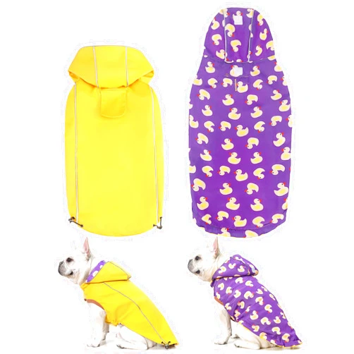 DILLYBUD Reversible Dog Raincoat Jacket for Small Medium Large Dogs, Reflective Waterproof Windproof Hooded Slicker Poncho Puppy Dog Clothes for Fall Winter, Stylish Jacket for Dogs Girls Boys
