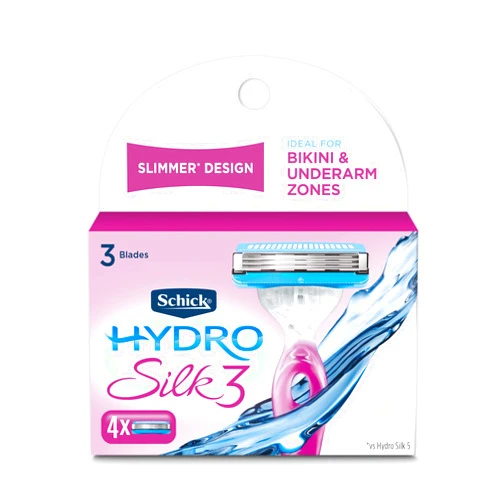 Schick Hydro Silk 3 Razor Blades Refills for Women, 4 Count