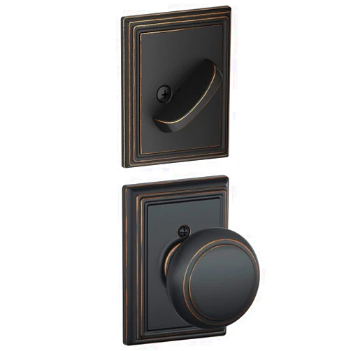 Schlage F59 AND 716 ADD Addison Collection Andover Handleset Interior Knob, Aged Bronze (Interior Half Only)