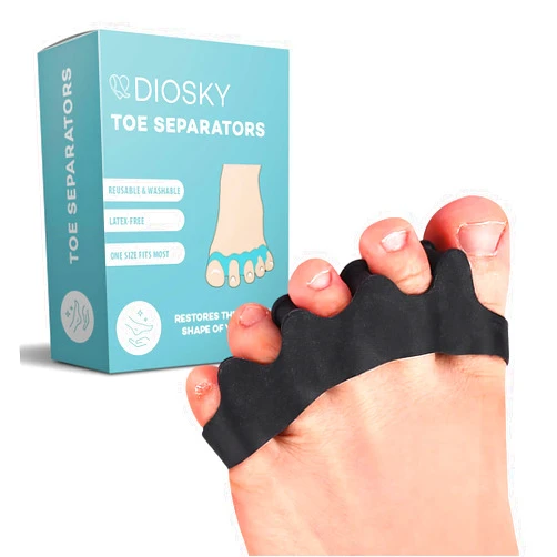 Diosky Toe Separators for Women Men, 2 Pairs Toe Spacers Bunion Corrector to Correct Bunions, Toe Silicone Straightener Stretcher Spreaders for Curled Toes (Black)