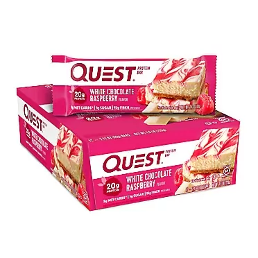 Quest Nutrition- High Protein, Low Carb, Gluten Free, Keto Friendly, 12 Count White Chocolate Raspberry 12 Count (Pack of 1)