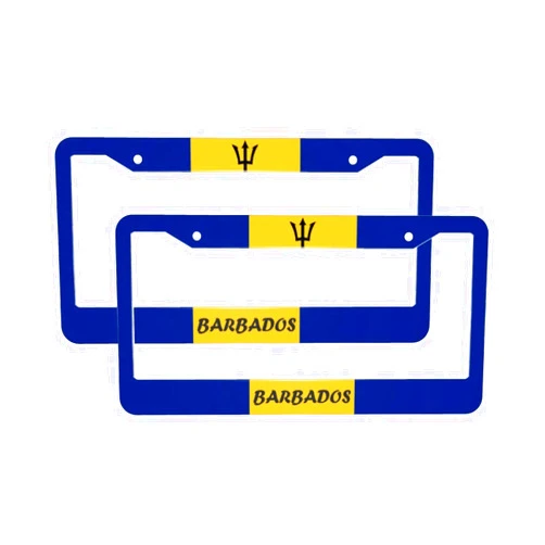 FHSUISN Barbados Flag License Plate Frame Car Accessories Stainless License Plate Holder Patriotic Flag Decorative Frames