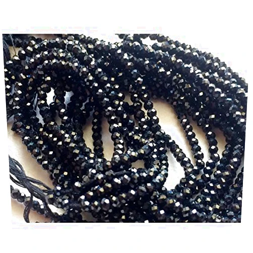 JEWELZ LKBEADS 5 Strand Natural Black Spinel Beads - Black Spinel Micro Faceted Rondelles, Black Spinel Beads Super Quality - 2.5mm 13.5 Inch