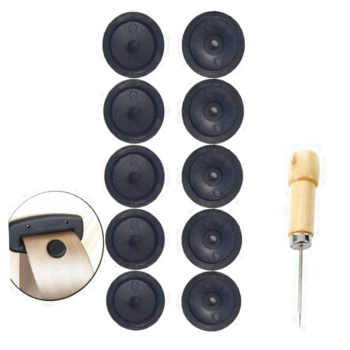 Y-Axis 5 x Seat Belt Button Buckle Clip Stop - Universal Fit Stopper Kit Black (5 Sets)