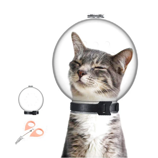 JYshuanghao Cat Muzzle Combo - Adjustable Cat Hood, Breathable Anti-Bite Muzzles to Prevent Biting and Chewing, Safety Grooming Accessory for Small Pets.(M for cat Neck 6.8-9.25