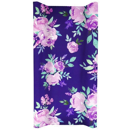 TANOFAR Purple flower Changing Pad Cover Diaper Changing Mat Cover Sheets for Newborn Girls Soft Breathable Nursery Changing Table Sheets
