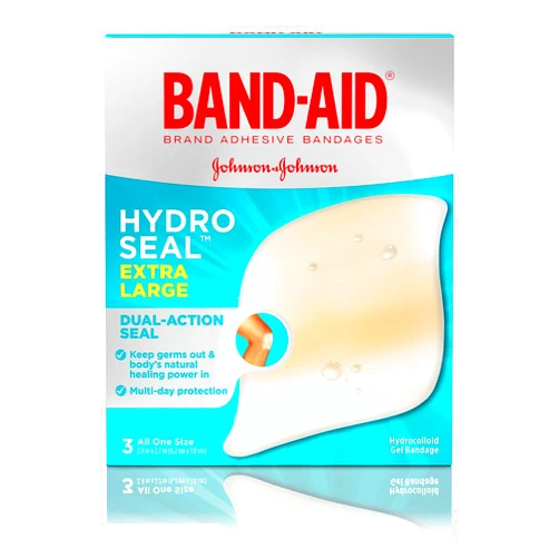 Band-Aid Brand Hydro Seal Adhesive Hydrocolloid Gel Bandages for Wound Care & Blister Relief, All Purpose Waterproof & Shower Proof Blister Pad, Sterile & Long-Lasting, Extra Large, 3 ct