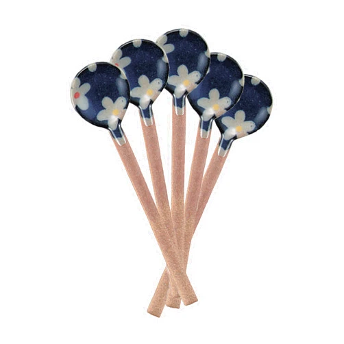 Yamaki ikai G1981 Ceramic Spoon, Navy Blue, Pack of 5