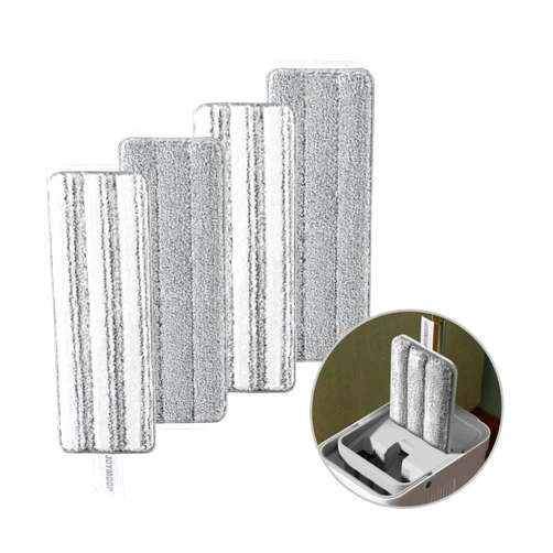JOYMOOP Flat Mop Pads, Microfiber Mop Cleaning Pads, Washable Pads, Pads Replacement for JOYMOOP Flat Mop or Mop Bucket Set, Pack of 4 Refills 13inch - Grey and Stripe