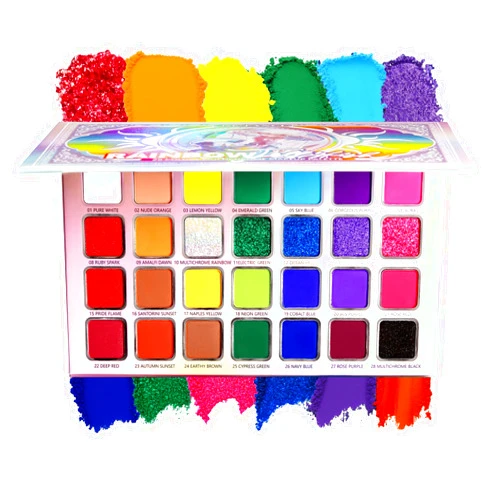 Ecofavor DE'LANCI Colorful EyeshadowPalette, 28 Neon Rainbow Eye Shadow Multi-Colored Metallic Shimmer Matte Makeup Bright Vivid Eye Makeup for Girls & Highly Pigmented Eyeshadow Cosmetics Daily Festival Looks