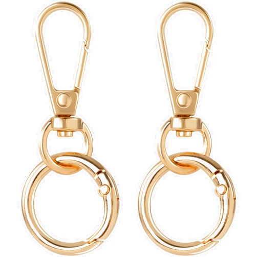 OIIKI 2 Sets Swivel Clasp Clip, Metal Swivel Snap Hooks, Double Opening Key Chain Clip with Key Ring for DIY Crafts, Jewelry Clasps, Lanyard Making -Light Gold